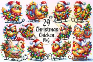 Christmas Funny Chicken Clipart Graphic Illustrations By LiustoreCraft 1