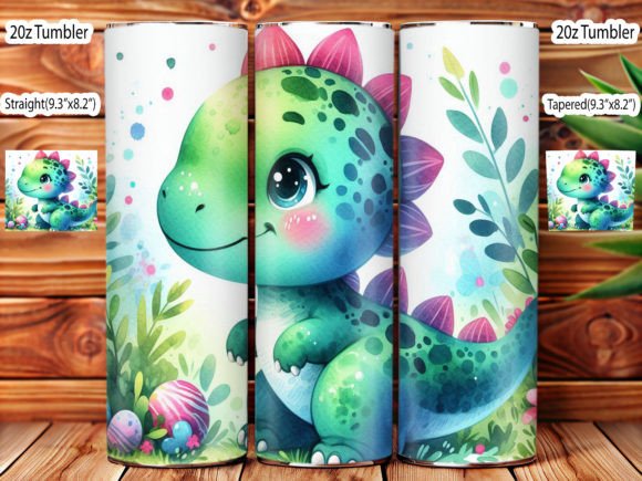Cute Dinosaur Watercolor Tumbler Wrap Gráfico Ilustraciones Imprimibles Por IRSHOP
