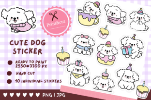Cute Poodle Dog Sticker Kawaii Animals Graphic Crafts By vividdiy8 1