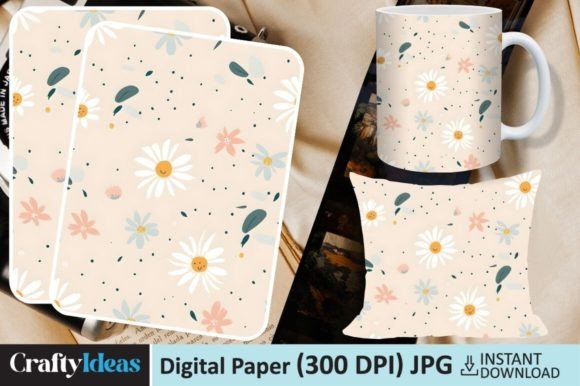 Daisies Digital Paper Graphic Patterns By CraftyIdeas