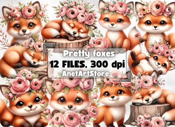 Fox Clipart, Foxes Clipart, Fox Png Gráfico Ilustraciones Imprimibles Por AnetArtStore