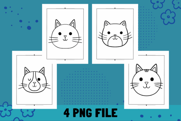 Love Cute Cat Face Coloring Pages #4 KDP Graphic Coloring Pages & Books Kids By skaw0414