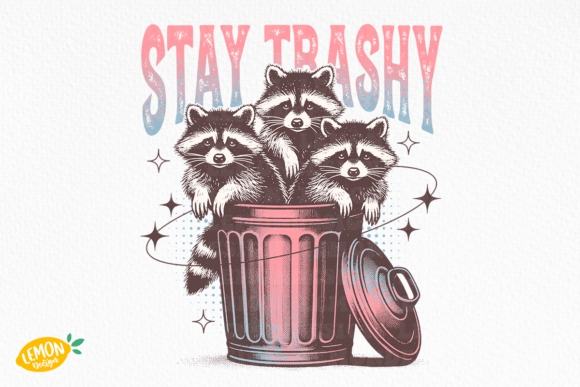 Retro Funny Raccoon PNG Sublimation Graphic Crafts By Lemon.design