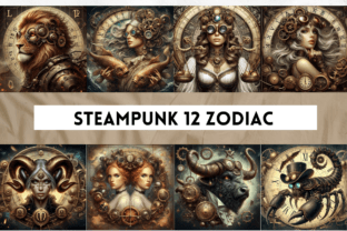 Steampunk Zodiac Bundle Zodiac Clipart Graphic AI Illustrations By Rewardy Game 1