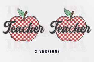 Teacher Checkered Apple PNG Retro School Graphic T-shirt Designs By TBA Digital Files 2