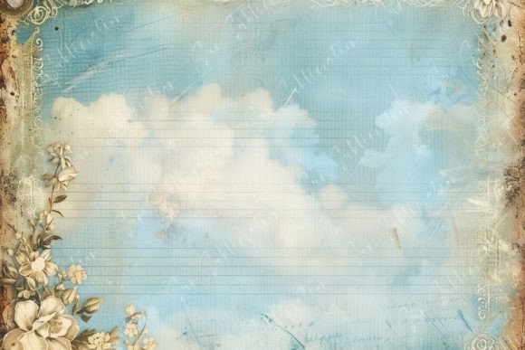Vintage Cloudy Sky Notepaper Background Gráfico Fondos Por Sun Sublimation