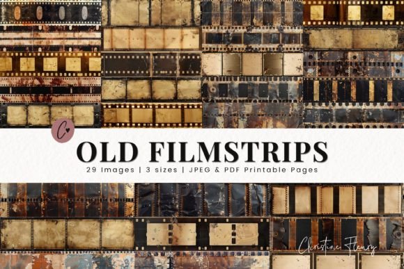 58 Grungy Vintage Old Filmstrip Paper Graphic Crafts By Christine Fleury