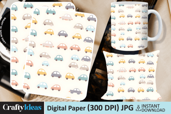 Cars Digital Paper Afbeelding Papieren Patronen Door CraftyIdeas