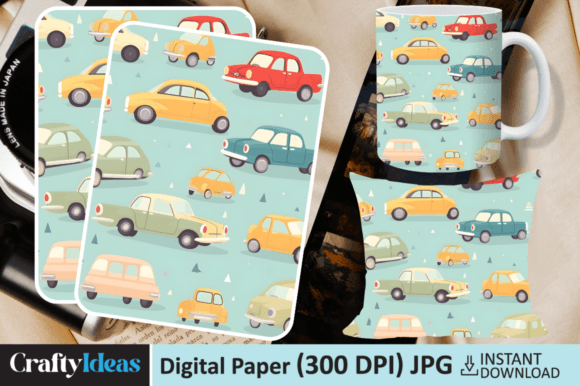 Cars Digital Paper Grafik Papier-Muster Von CraftyIdeas