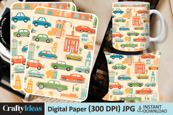 Cars Digital Paper Grafik Papier-Muster Von CraftyIdeas