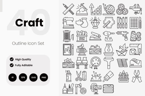 Craft Outline Icons Grafika Ikony Przez Linyeng Studio