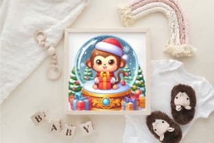 Cute Christmas Monkey Clipart Bundle Illustration Illustrations Imprimables Par LiustoreCraft 5