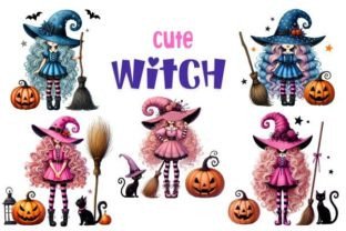 Cute Witch Watercolor Clipart Graphic Illustrations By KIDZ CLOUDS MOCKUP 1