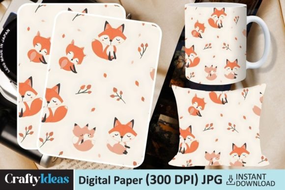 Fox Digital Paper Graphic Patterns By CraftyIdeas