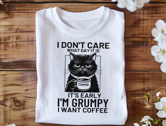 Grumpy Cat Coffee Lover Png, Cute Cat Illustration Designs de T-shirts Par DeeNaenon