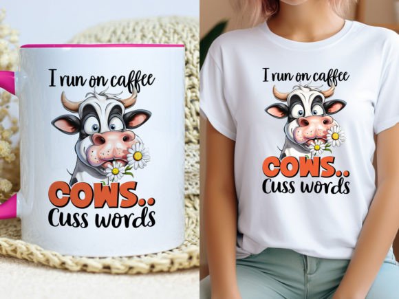 I Run on Coffee Cows Funny Cow T-Shirt Gráfico Diseños de Camisetas Por N Creation