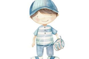 Little Baseball Players Watercolor Grafika Przezroczyste pliki PNG AI Przez Ikota Design 6