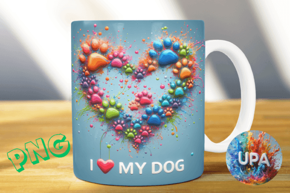 Mug Sublimation Dog Paws Design Gráfico Gráficos IA Por Upalala Desing