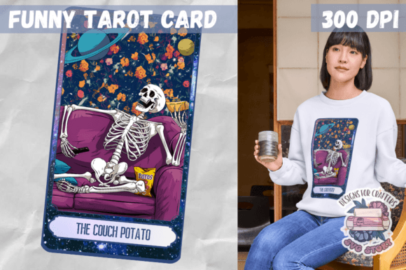 Sarcastic Skeleton Tarot Card PNG Gráfico Ilustraciones Imprimibles Por SVG Story