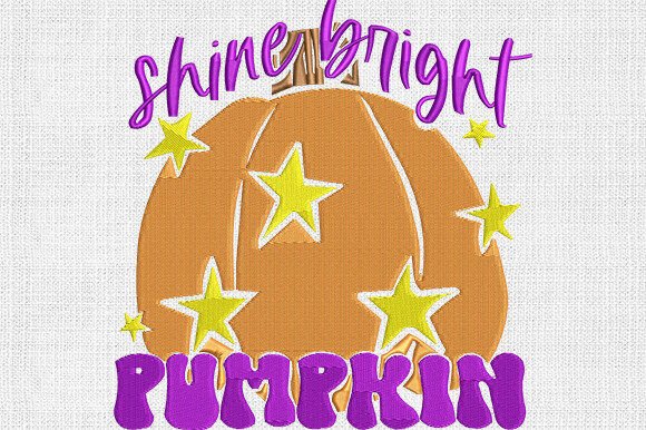 Shine Bright Pumpkin Halloween Embroidery Design By svgcronutcom