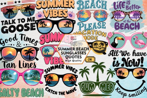 Summer Beach Sunglasses Quotes Clipart Graphic Crafts By PIG.design