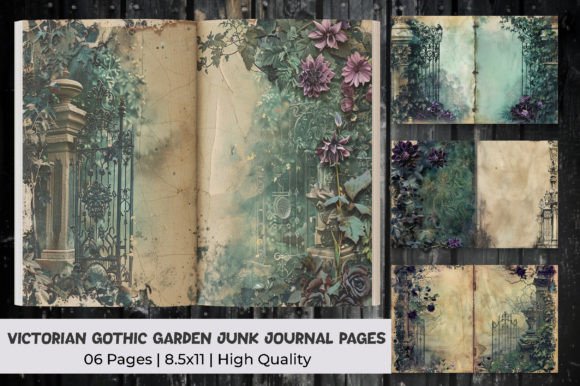 Victorian Gothic Garden Junk Journal Graphic Backgrounds By mirazooze