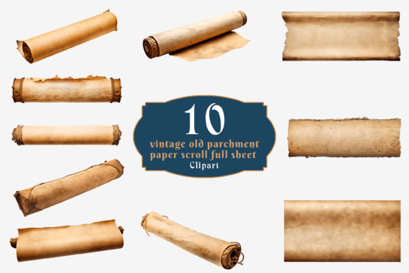 Vintage Old Parchment Paper Scrolls Gráfico PNG transparentes AI Por Shahjahangdb