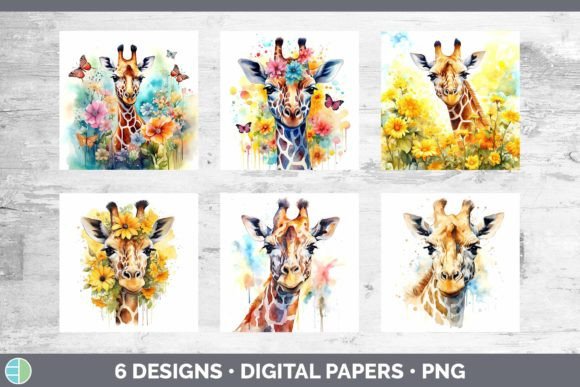 Watercolor Giraffe Paper Backgrounds | D Graphic AI Illustrations By Enliven Designs