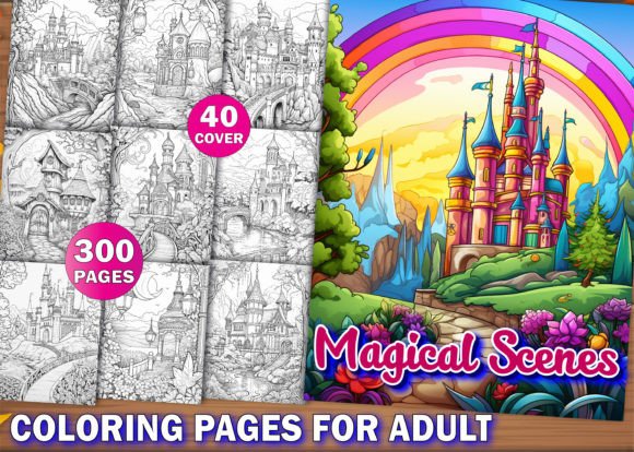300 Magical Scenes Coloring Pages V - 1 Graphic Coloring Pages & Books Adults By KDP PRO DESIGN