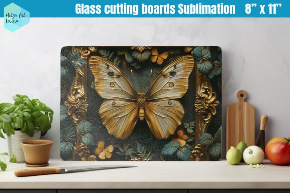 3D Butterfly Glass Cutting Boards Kitche Graphic Illustrations By Helga Art Levina
