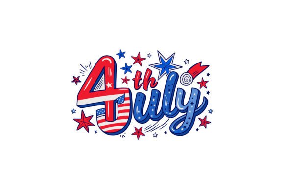 4th of July Typography Design Illustration Illustrations Imprimables Par shahtech50