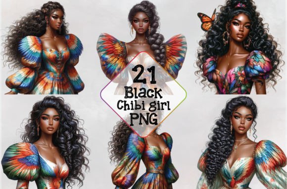 Black Chibi Girl Baddie Png Clipart Graphic Illustrations By PinkDigitalArt