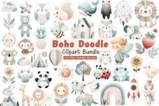 Boho Doodle Baby Watercolor Clipart Graphic Illustrations By Dreamshop 1