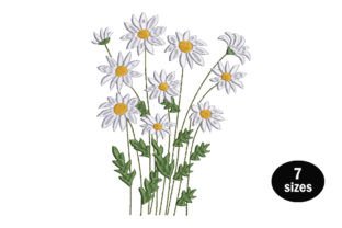 Daisies Single Flowers & Plants Embroidery Design By Emvect 1