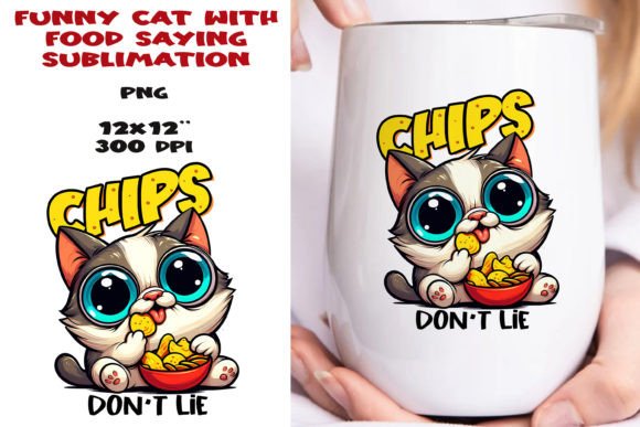 Funny Cat with Food Saying Sublimation. Gráfico Ilustrações em IA Por NadineStore