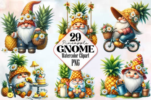 Gnome Clipart, Pineapple Gnome Png Gráfico Ilustraciones Imprimibles Por RobertsArt