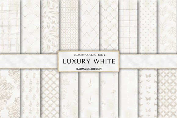 Luxury White Digital Paper Graphic Patterns By AdMaioraDesign