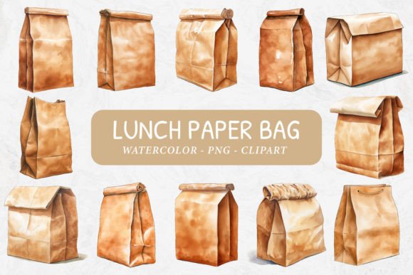 Paper Lunch Bag Grafik Druckbare Illustrationen Von Imaginiac