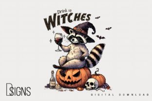 Raccoon Vintage Halloween Witch Png Graphic T-shirt Designs By DSIGNS 1