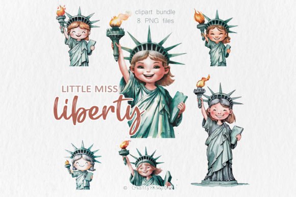 Statue of Liberty, Cute Girl PNG Clipart Graphic Illustrations By CraftyKittyArt