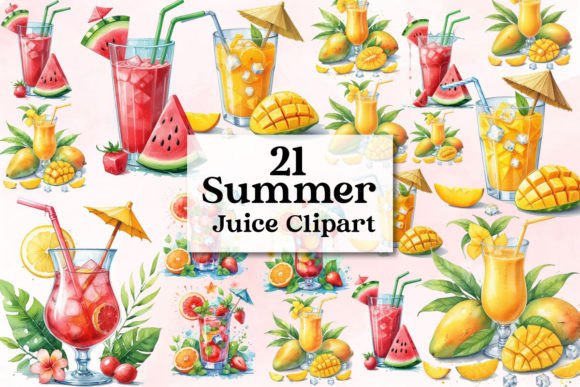 Summer Juice Clipart Bundle Grafik Druckbare Illustrationen Von Vertex
