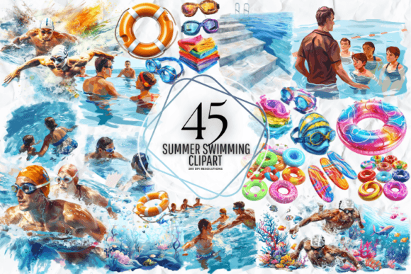 Summer Swimming Clipart Graphic Illustrations By Markicha Art