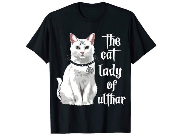 The Cat Lady of Ulthar Cat T-Shirt Graphic T-shirt Designs By PODxDESIGNER