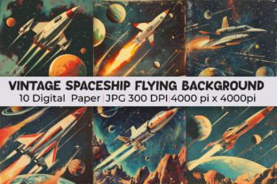 Vintage Spaceship Flying Background Graphic Backgrounds By mirazooze 1