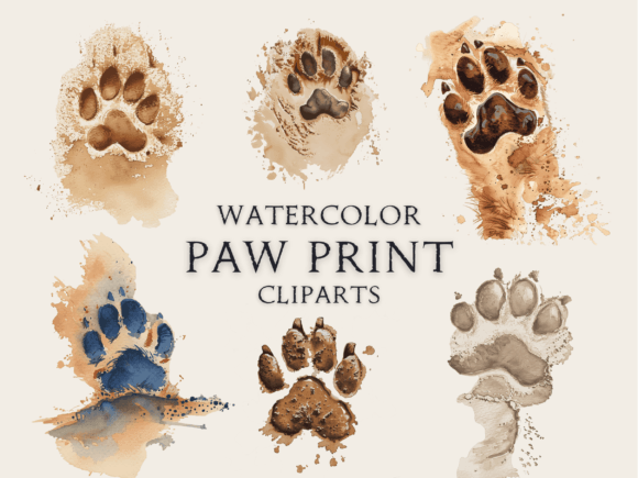 Watercolor Paw Print Clipart Graphic Crafts By Abdel designer