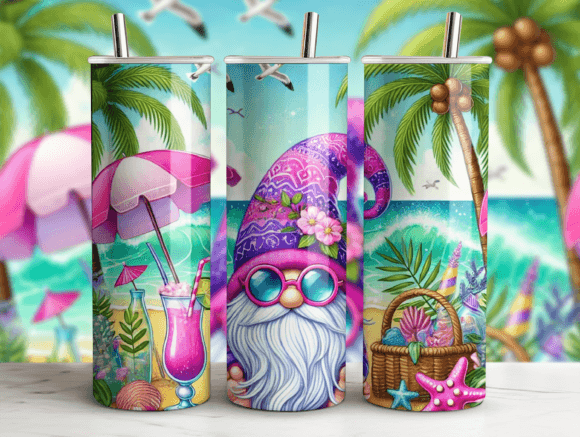 20oz Summer Gnome Tumbler Wrap Png Graphic Tumbler Wraps By murphysprintco