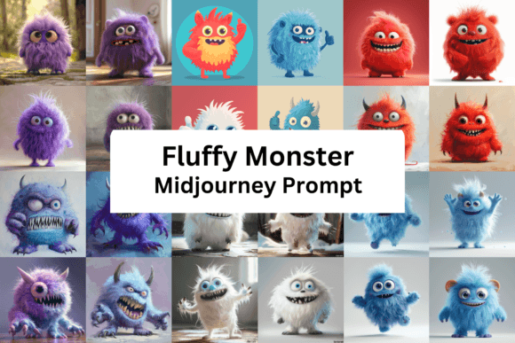 Ai Prompt for Fluffy Monster Graphic Illustrations By Digital Delight