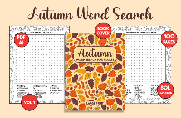 Autumn Word Search for Adults with Cover Graphic KDP Interiors By Ilyas Designs