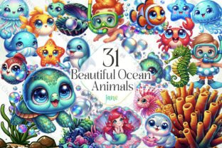Beautiful Ocean Animals Sublimation Graphic Illustrations By JaneCreative 1