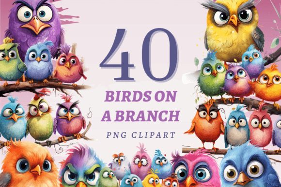 Birds on a Branch PNG Bundle Graphic Illustrations By SapphireDreamscape